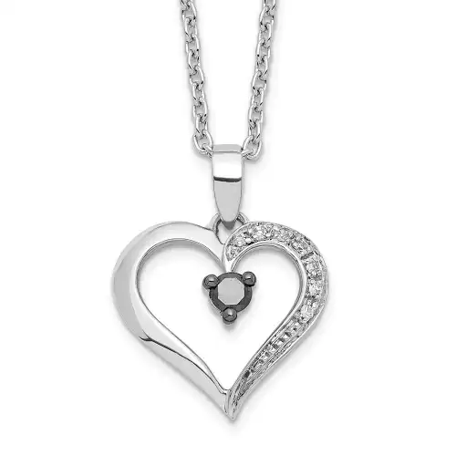 white-night-sterling-silver-rhodium-plated-black-and-white-diamond-heart-18-inch-necklace-with-2-inch-extender
