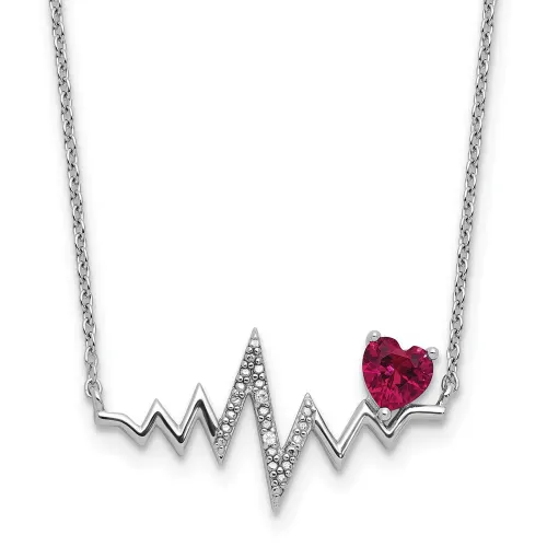 cheryl-m-sterling-silver-rhodium-plated-polished-lab-created-ruby-and-cz-heartbeat-necklace