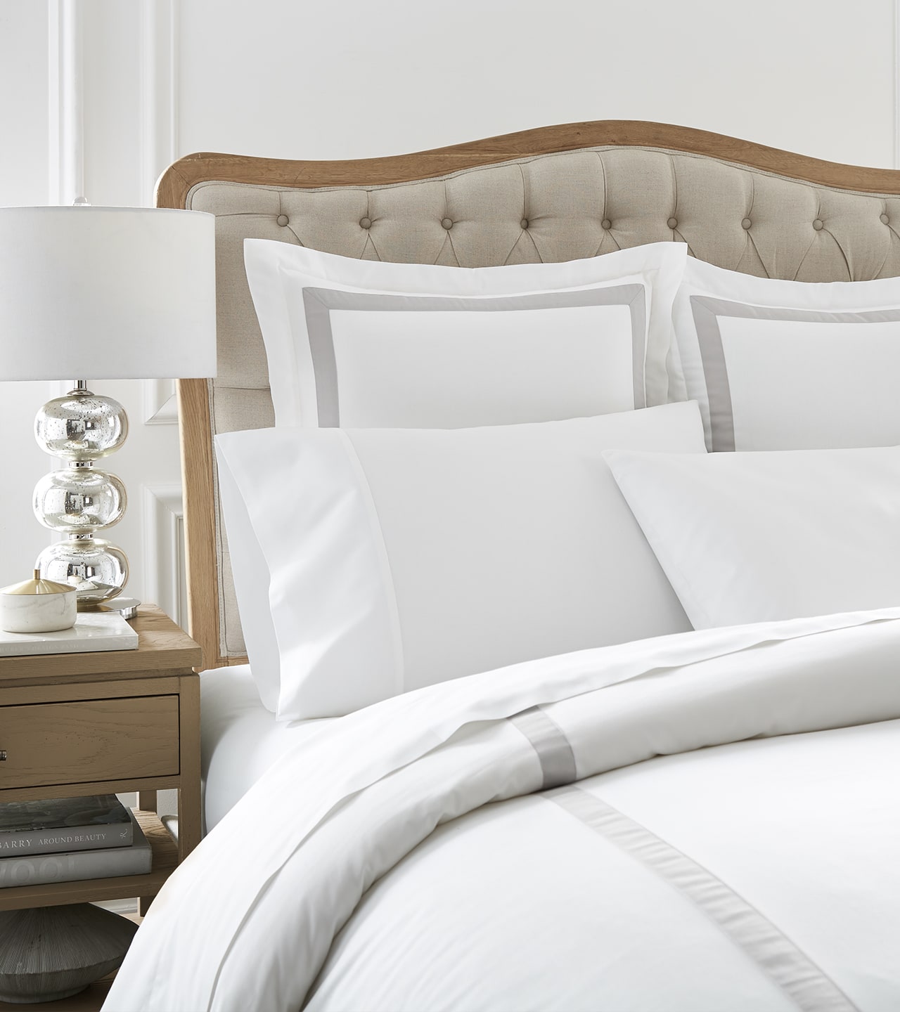 White Percale Sheet Set on bed