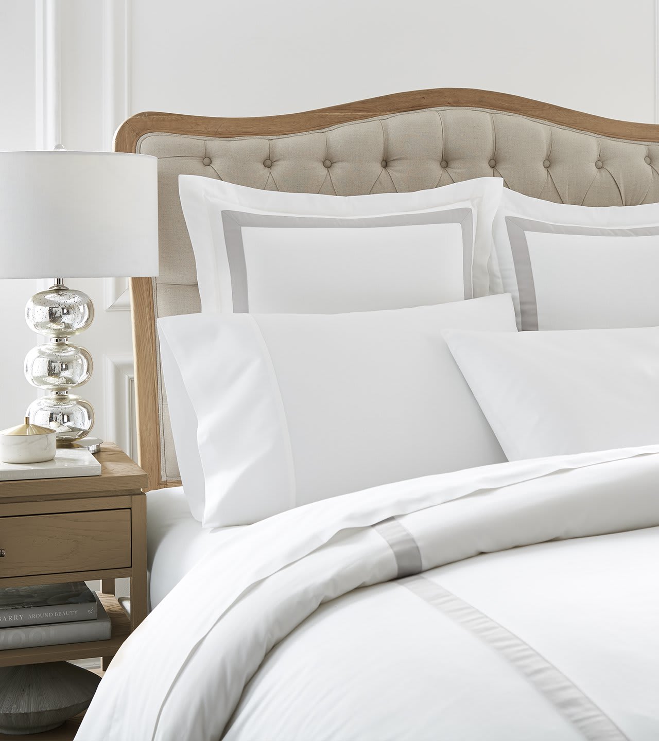 White Percale Sheet Set on bed