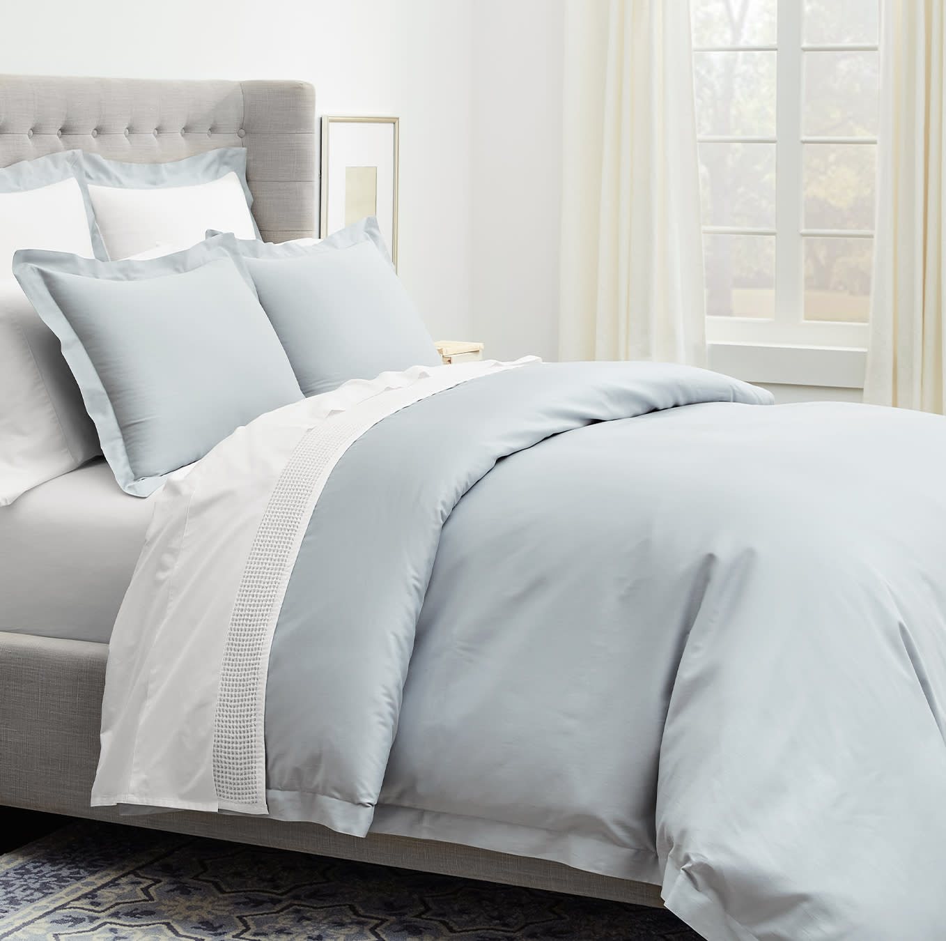 Boll & Branch Duvet set in the beautiful peaceful blue color: shore. #duvet #coastal #lightblue #beachybedding