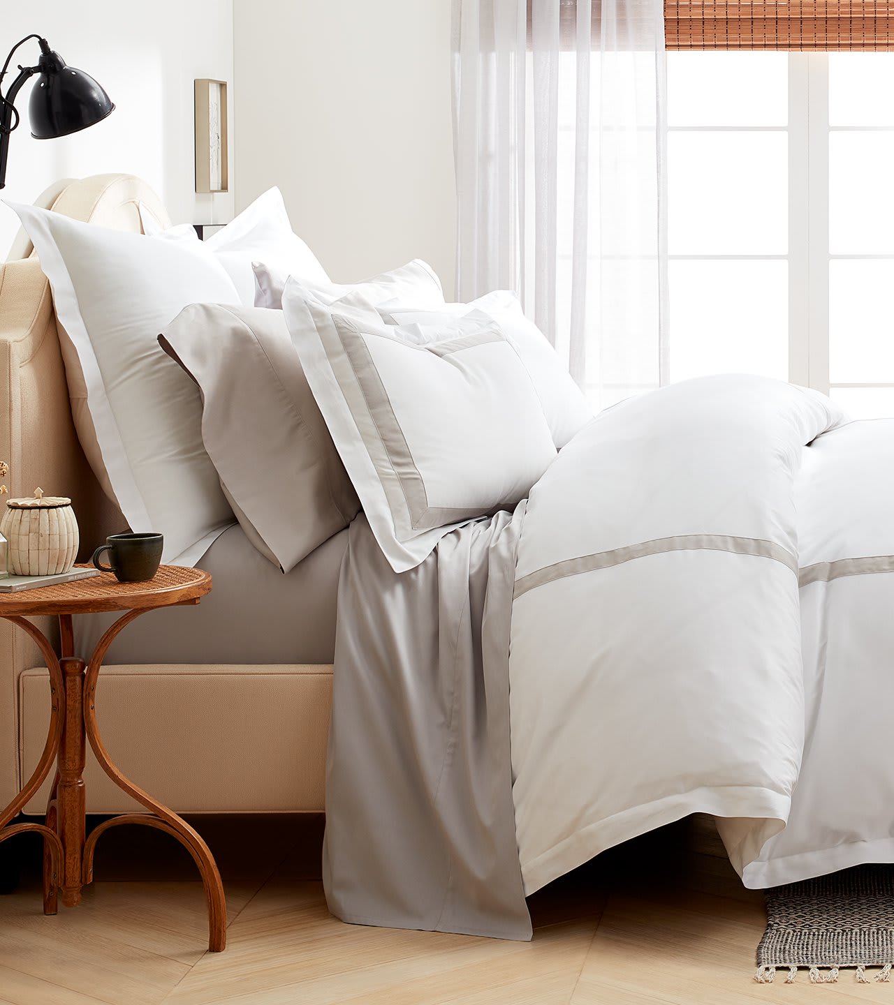White/Pewter Banded Bed