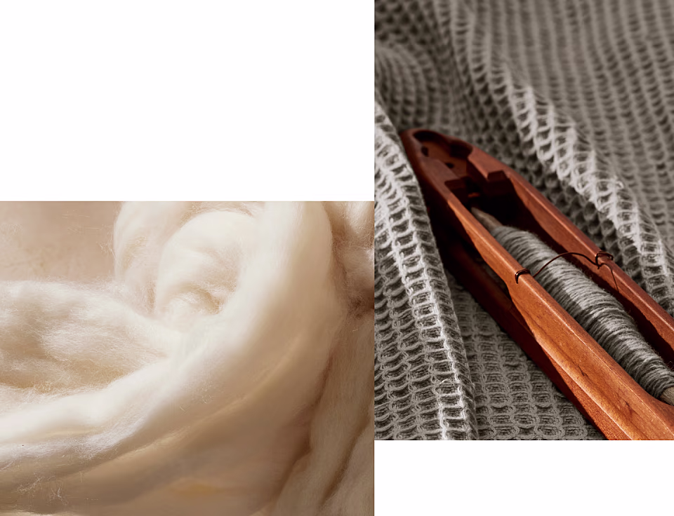Detail close up of organic cotton and Boll & Branch waffle weave