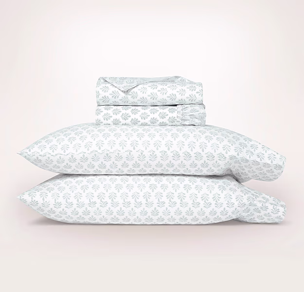 Percale Dot Blossom Sheet Set in Shore
