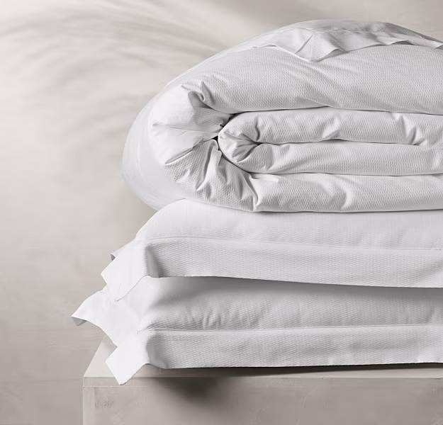 Reserve Lattice Jacquard Duvet Set in White