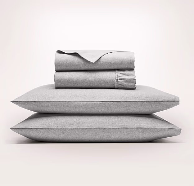 Flannel Heathered Sheet Set in Heathered Grey