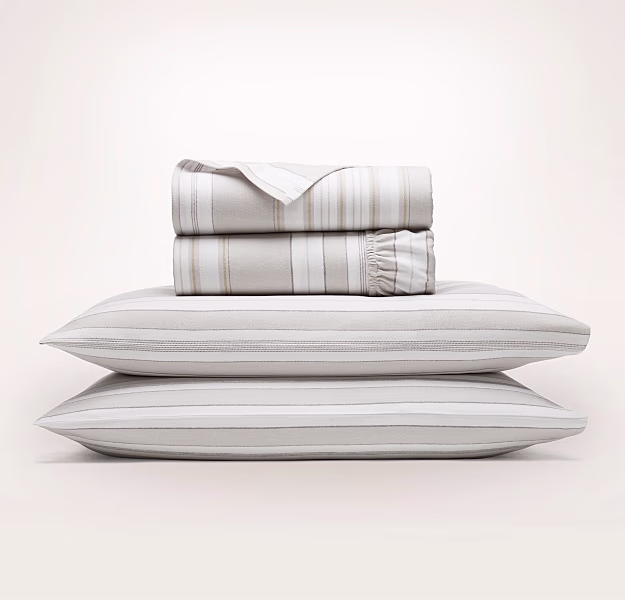 Flannel Bonfire Stripe Sheet Set in Pewter