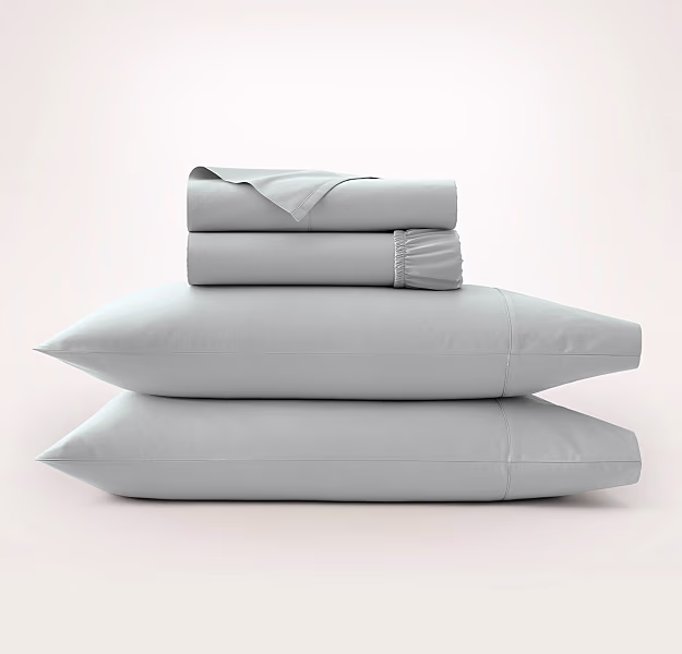 Percale Hemmed Sheet Set in Shore