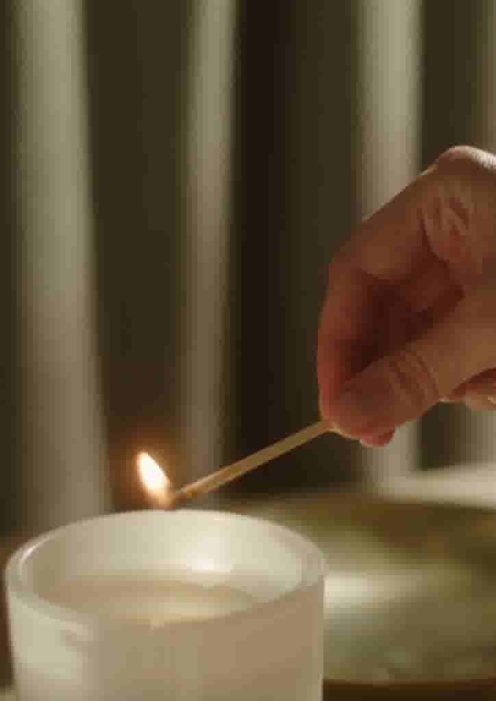 video background image - Person lighting a Boll & Branch candle