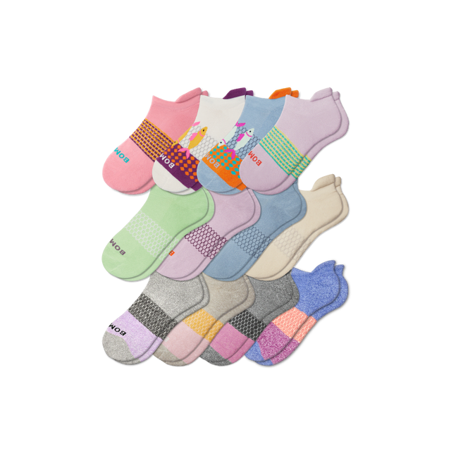 pink-lotus-tri-block-mix Women's Ankle Sock 12-Pack