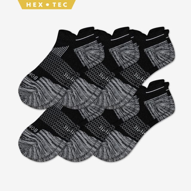 black Men's Performance Running Ankle Sock 6-Pack