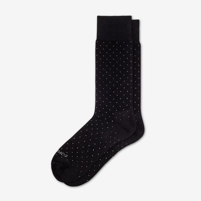 black-pindot Men's Dress Over the Calf Socks