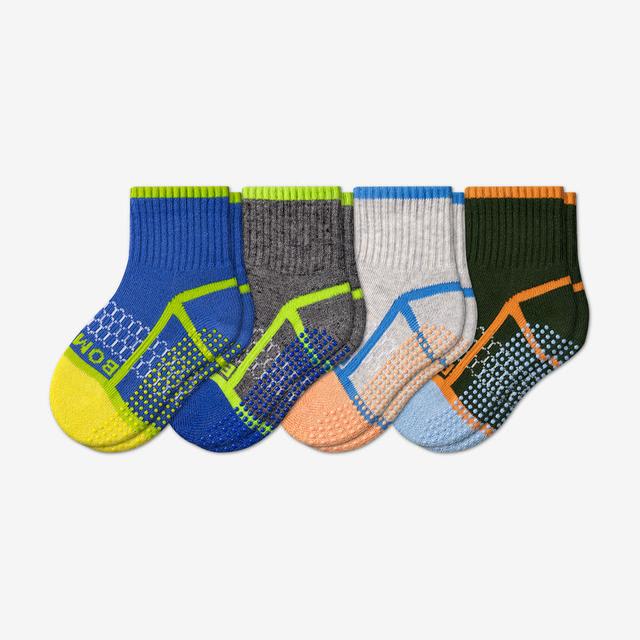 blue-green-grey-mix Toddler Gripper Calf Sock 4-Pack