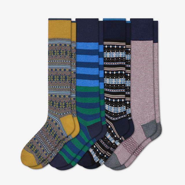 mixed Men's Dress Over the Calf Sock 4-Pack