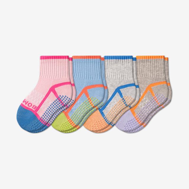 pink-blue-grey-mix Toddler Gripper Calf Sock 4-Pack