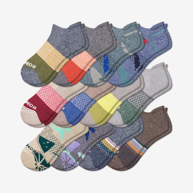 tri-block-floral-mix Men's Ankle Sock 12-Pack