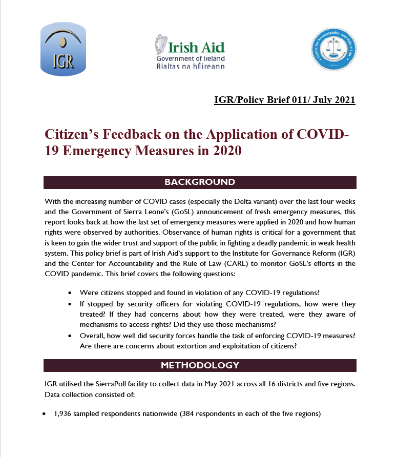 Citizen’s Feedback on the Application of COVID- 19 Emergency Measures in 2020