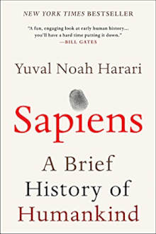 Book cover for Sapiens by Yuval Noah Harari