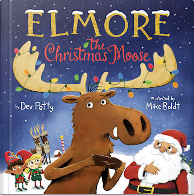 Book cover for Elmore the Christmas Moose by Dev Petty and Mike Boldt