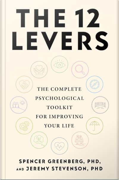 Book cover for The 12 Levers by Jeremy Stevenson and Spencer Greenberg