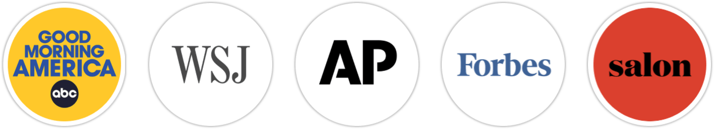 Good Morning America, The Wall Street Journal, Associated Press, Forbes, Salon, Library Journal