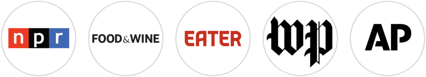 NPR, Food & Wine, Eater, The Washington Post, Associated Press, Vogue, Forbes, Library Journal