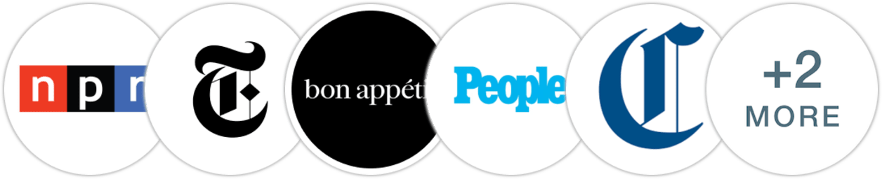 NPR, The New York Times/The New York Times Book Review, Bon Appétit, People, Chicago Tribune, Publishers Weekly, Kirkus Reviews