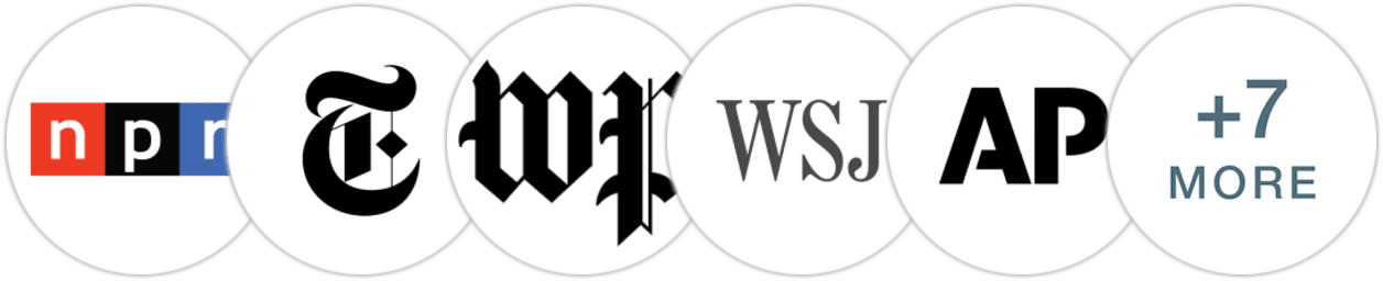 NPR, The New York Times/The New York Times Book Review, The Washington Post, The Wall Street Journal, Associated Press, Los Angeles Times, New York Post, Publishers Weekly, Kirkus Reviews, Library Journal, Booklist, Literary Hub