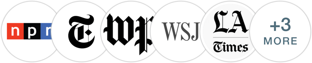 NPR, The New York Times/The New York Times Book Review, The Washington Post, The Wall Street Journal, Los Angeles Times, Publishers Weekly, Kirkus Reviews, Literary Hub