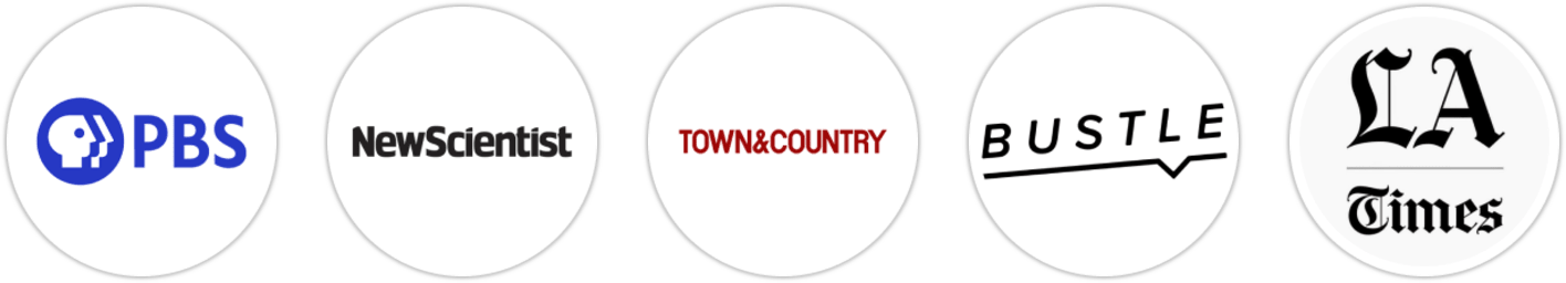 PBS, New Scientist, Town & Country, Bustle, Los Angeles Times, Publishers Weekly, Electric Literature, Literary Hub
