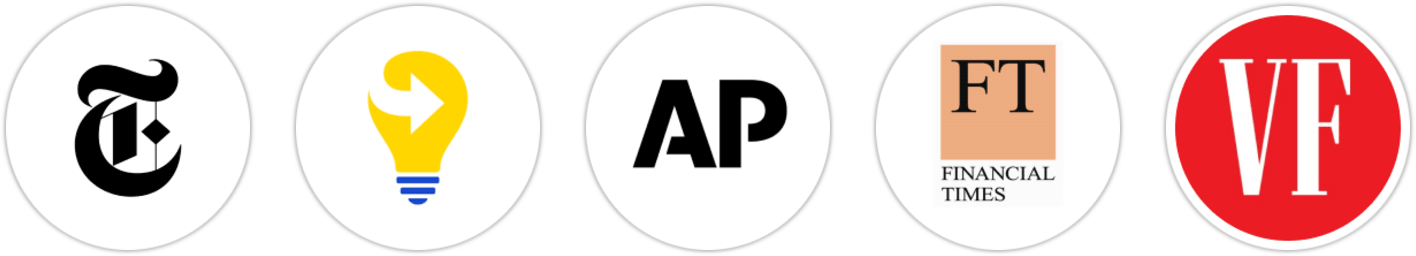 The New York Times/The New York Times Book Review, Next Big Idea Club, Associated Press, Financial Times, Vanity Fair, The Guardian, The Times, Bloomberg Businessweek, Publishers Weekly, Kirkus Reviews