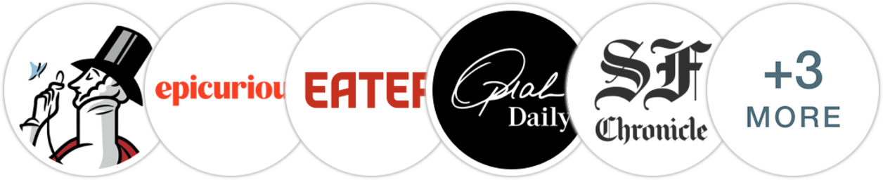 The New Yorker, Epicurious, Eater, Oprah Daily, San Francisco Chronicle, Publishers Weekly, Booklist, Literary Hub