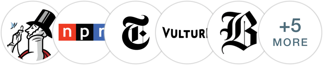 The New Yorker, NPR, The New York Times/The New York Times Book Review, Vulture, The Boston Globe, Publishers Weekly, Kirkus Reviews, Library Journal, Booklist, Literary Hub
