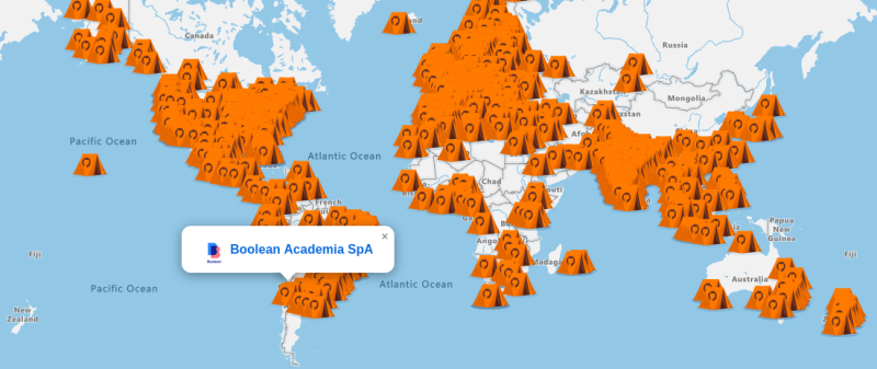 Mapa mundial con escuelas GitHub Campus Program