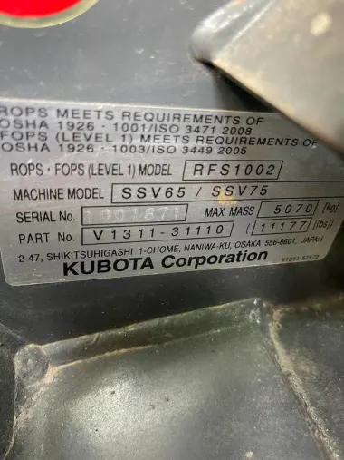 2016 Kubota SSV65 for sale