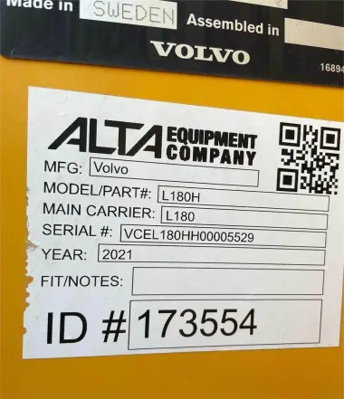 2021 Volvo L180H for sale