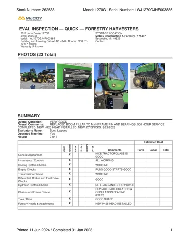 2017 John-Deere 1270G for sale