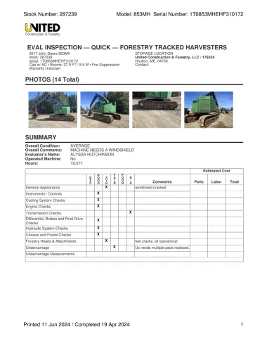 2017 John-Deere 853MH for sale