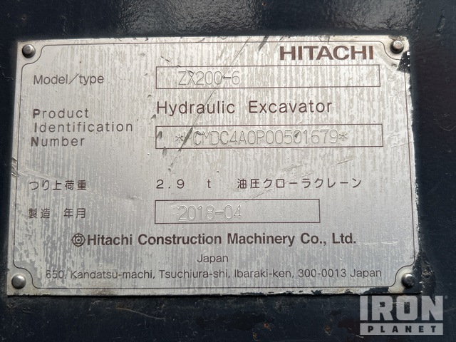 Used 2018 Hitachi ZX200-6 Excavator #A6800179 for sale