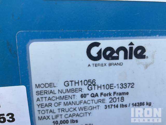 Used 2018 Genie GTH-1056 Telehandler #A3841023 for sale