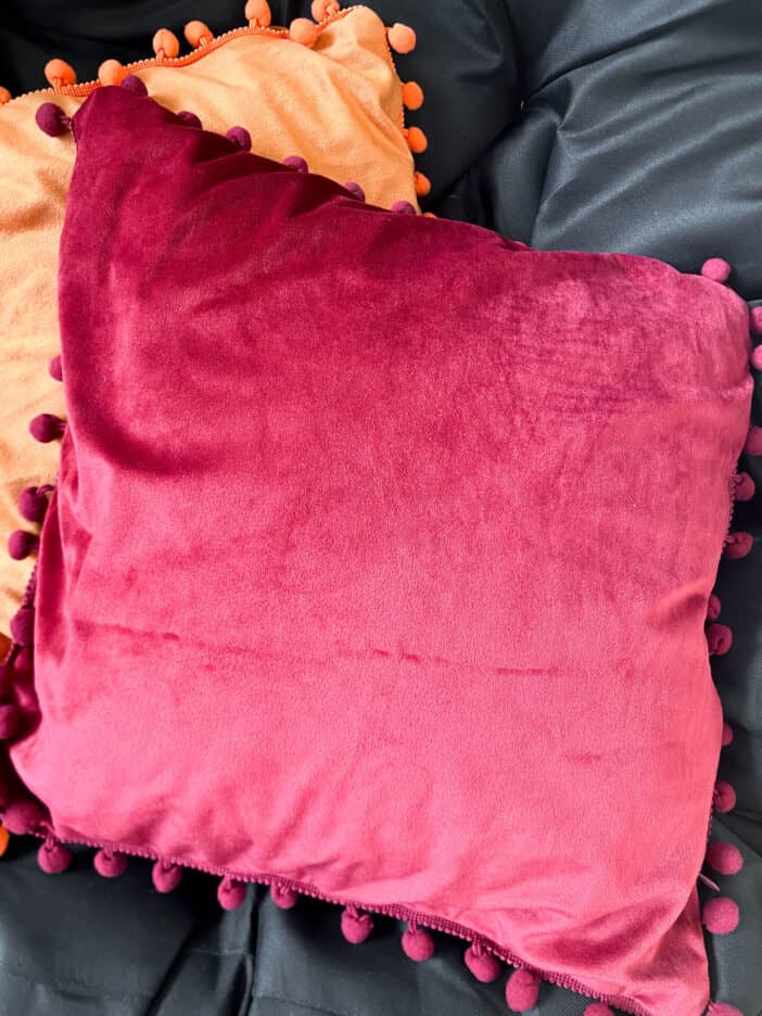 Pillow Cover Pompom Maroon