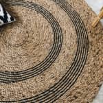Round Jute Rug Black Inline