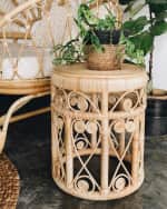 Peacock Rattan Stool / Side Table