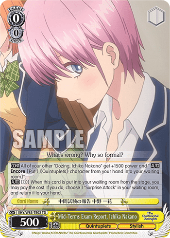 Mid-Terms Exam Report, Ichika Nakano (5HY/W83-TE02) — The Quintessential Quintuplets