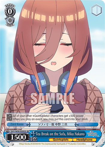 Tea Break on the Sofa, Miku Nakano (Holo) (5HY/W90-E093S) — The Quintessential Quintuplets 2
