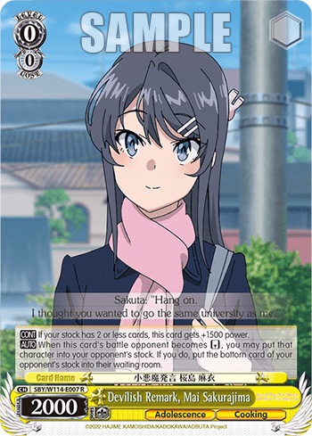 Devilish Remark, Mai Sakurajima (SBY/W114-E007) — Booster Pack Rascal Does Not Dream Series