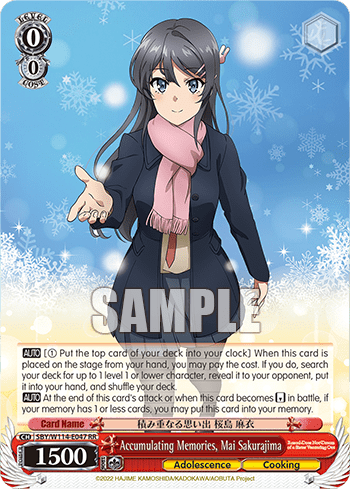 Accumulating Memories, Mai Sakurajima (SBY/W114-E047) — Booster Pack Rascal Does Not Dream Series