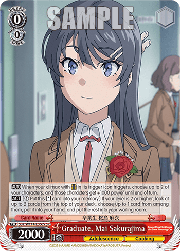 Graduate, Mai Sakurajima (Holo) (SBY/W114-E066S) — Booster Pack Rascal Does Not Dream Series