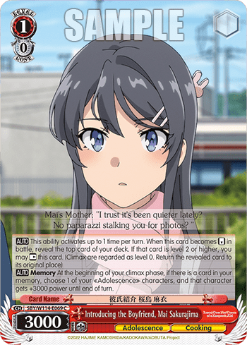 Introducing the Boyfriend, Mai Sakurajima (SBY/W114-E069) — Booster Pack Rascal Does Not Dream Series