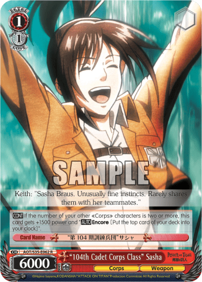 "104th Cadet Corps Class" Sasha (AOT/S35-E062) — Attack on Titan